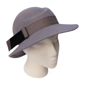 Vintage 70's Ernie Designer Gray Wool Felt‎ Hat With Grosgrain Trim